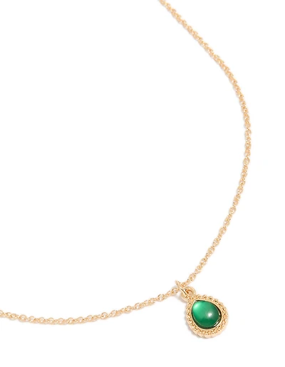 Collier pendentif simple en forme de goutte d’eau diamant vert or