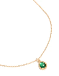 Collier pendentif simple en forme de goutte d’eau diamant vert or