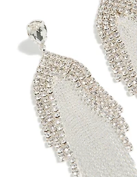 Silver Diamante Dazzle Chain Drop Earrings