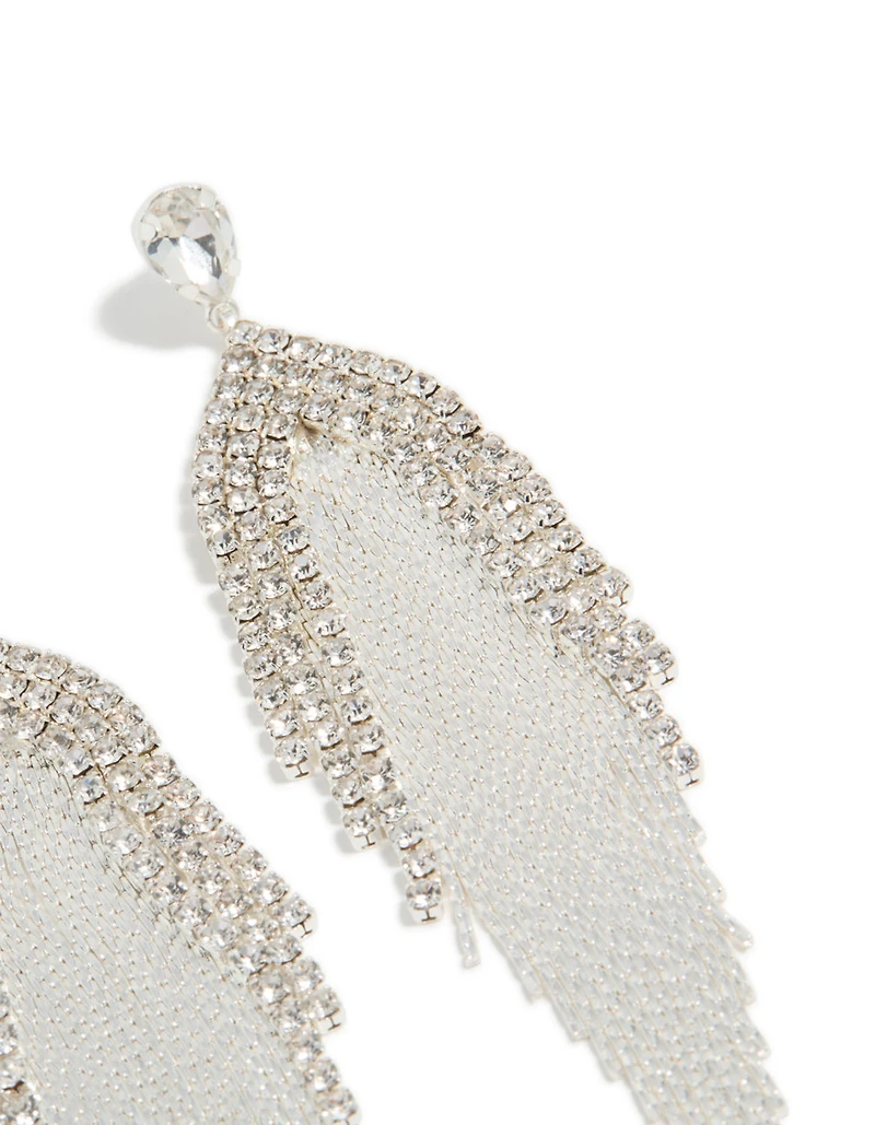 Silver Diamante Dazzle Chain Drop Earrings