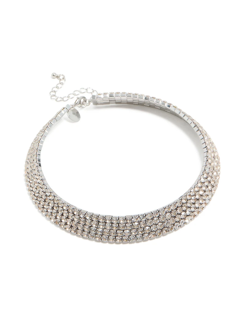 Silver Diamante Choker Necklace