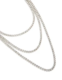 Collier triple couches de tennis en argent, diamants