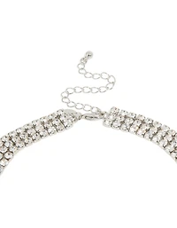 Silver Diamante Tennis Triple Layered Necklace