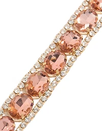 Bracelet argenté rose et diamants transparents