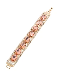 Silver Pink & Clear Diamantes Bracelet