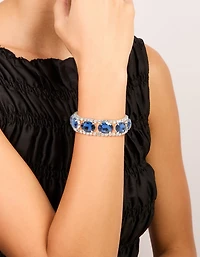 Bracelet Gros Diamants Argent-Bleu