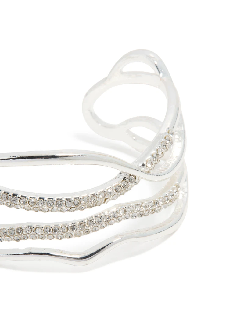 Silver Diamante Irregular Wrist Cuff