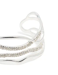 Silver Diamante Irregular Wrist Cuff