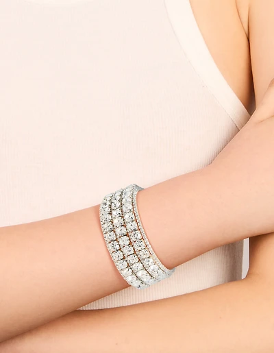 Silver Radiant Diamantes Large Wrist Cuff