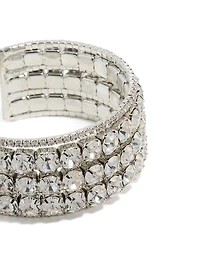 Grande manchette de poignet Silver Radiant Diamantes