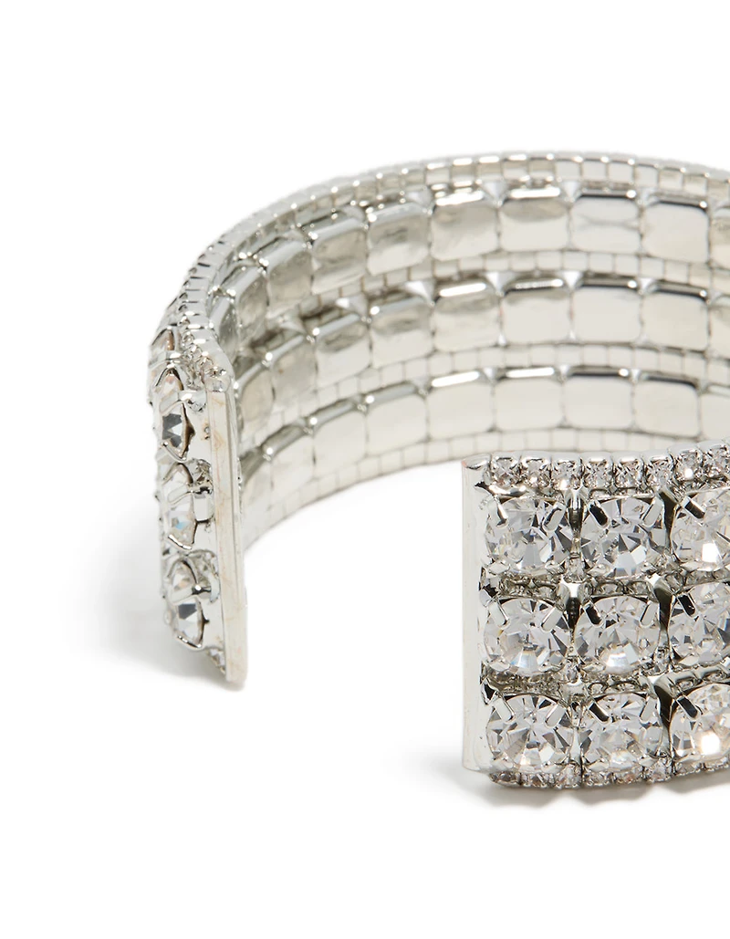 Silver Radiant Diamantes Large Wrist Cuff