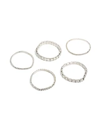Silver Shimmer Diamante Stretch Bracelets 5-Pack