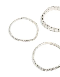 Bracelets élastiques argentés Diamante Scintillant 5-pack