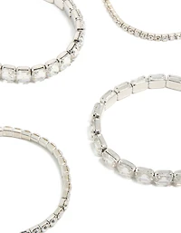 Silver Shimmer Diamante Stretch Bracelets 5-Pack