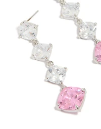 Boucles d’oreilles cubiques en losange en zircone rose argenté