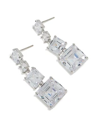Boucles d’oreilles cubiques carrées en zircone cubique en argent