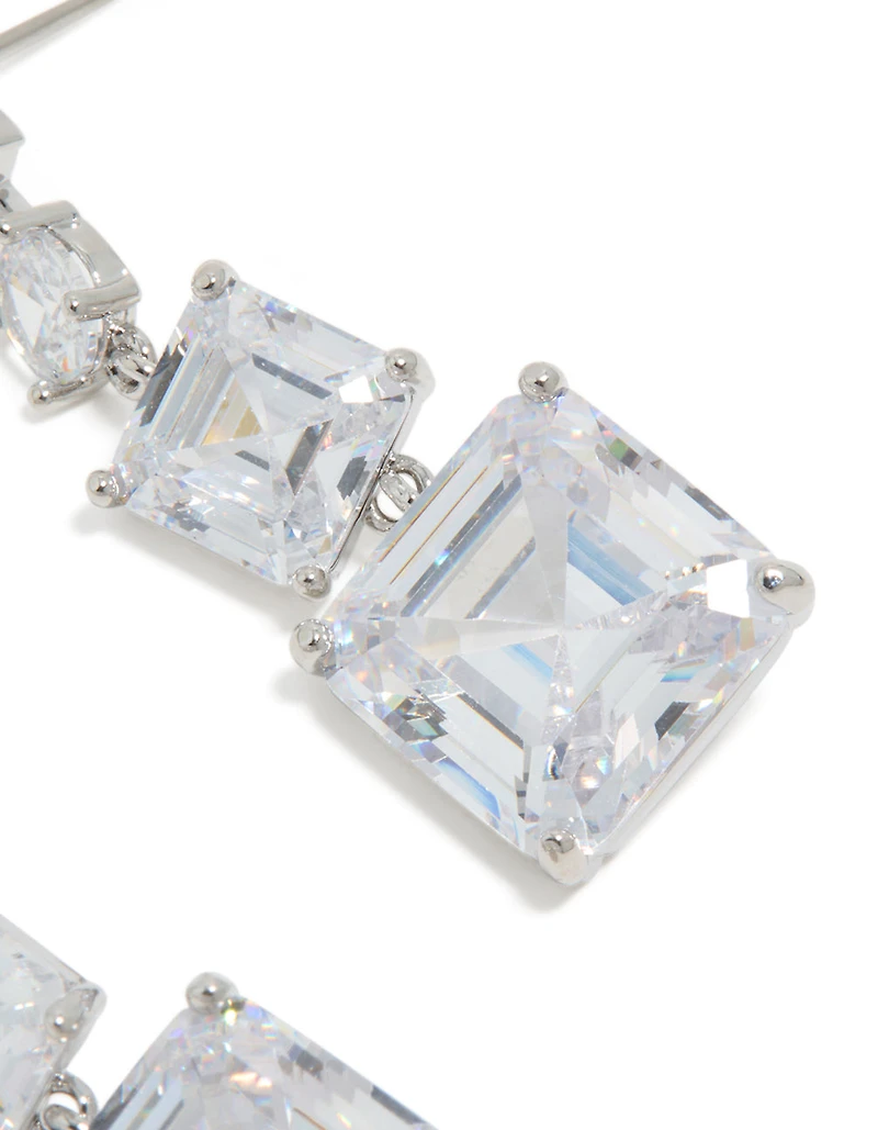 Boucles d’oreilles cubiques carrées en zircone cubique en argent