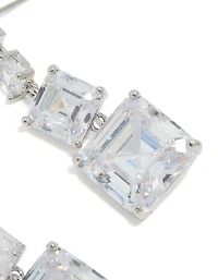 Boucles d’oreilles cubiques carrées en zircone cubique en argent