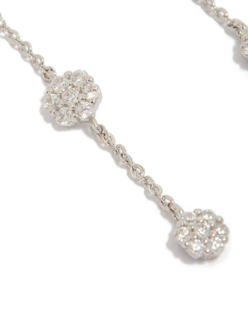 Mini boucles d’oreilles florales en zircone cubique en argent