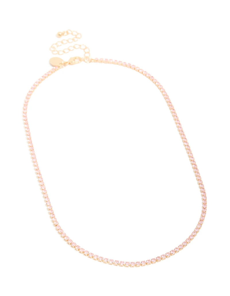 Gold Dainty Cubic Zirconia Tennis Necklace