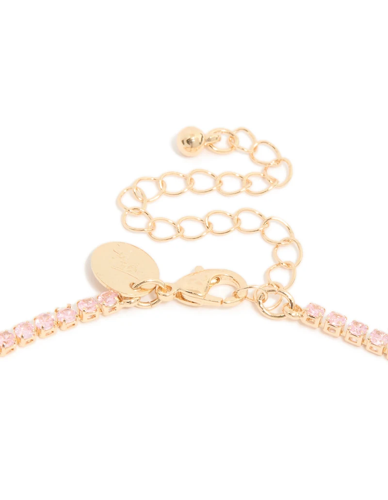 Gold Dainty Cubic Zirconia Tennis Necklace