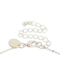 Silver Cubic Zirconia Mini Floral Y Necklace