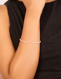 Gold Pink Cubic Zirconia Dainty Tennis Bracelet