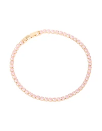 Gold Pink Cubic Zirconia Dainty Tennis Bracelet