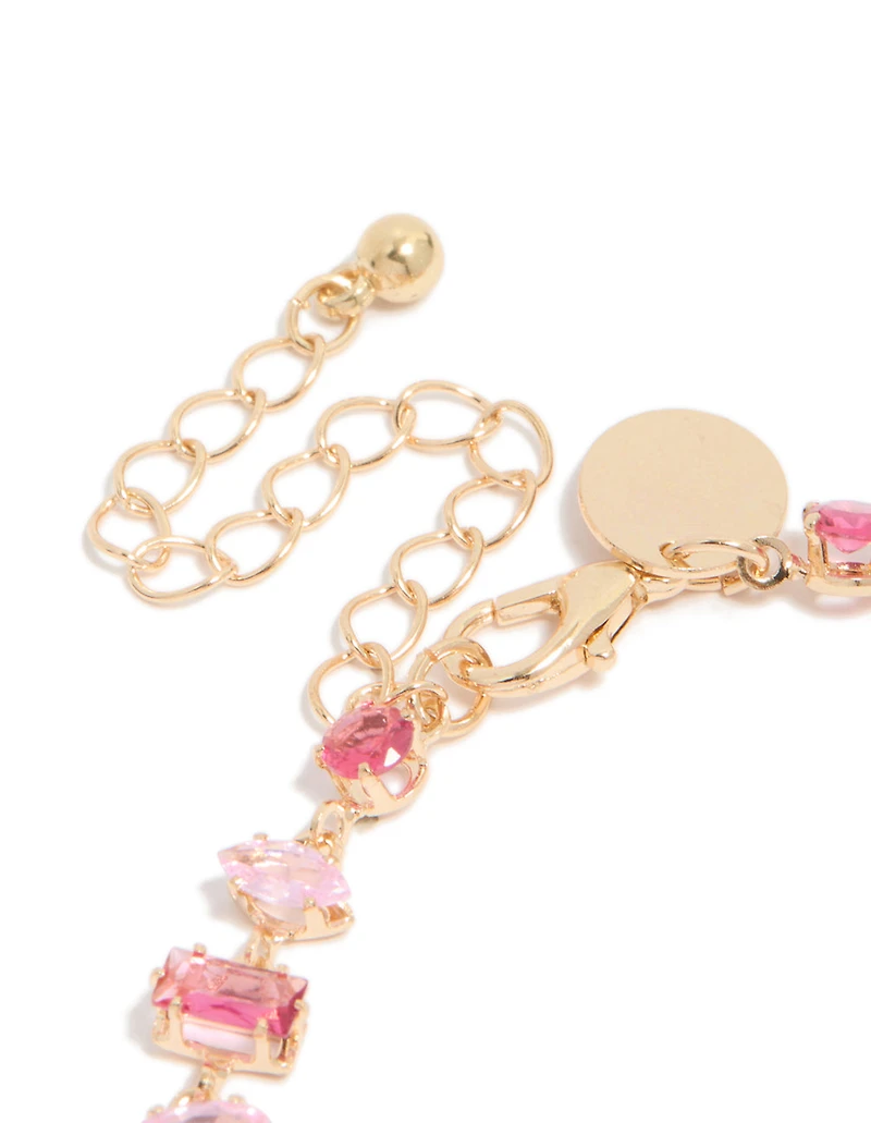 Bracelet délicat en zircone cubique rose clair et rose vif