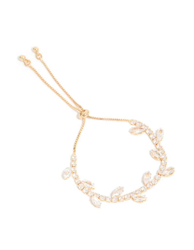 Bracelet à bascule en zircone cubique en or Marquise Vine