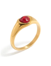Waterproof Gold Plated Stainless Steel Petite Heart Ring