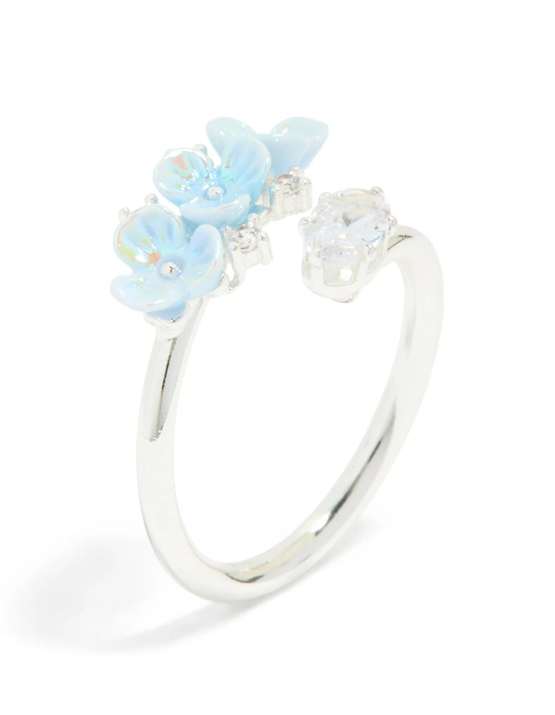 Silver Plated Triple Flower Wrap Ring