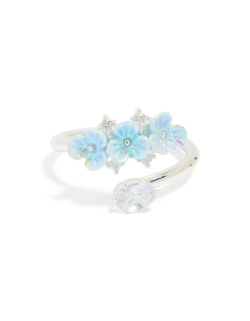 Silver Plated Triple Flower Wrap Ring
