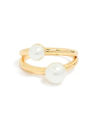Bague à bande fendue en perles acier inoxydable plaquées or imperméables