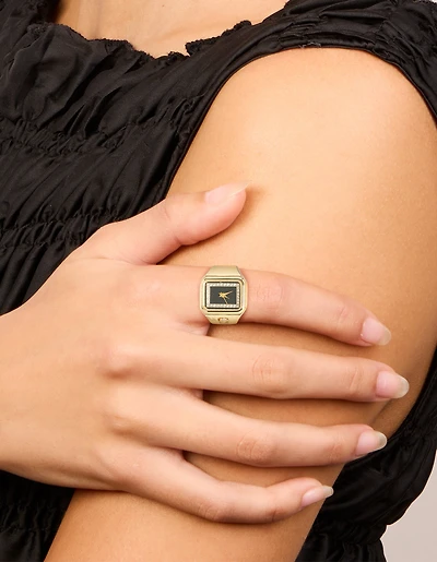 Gold Modern Square Watch Ring