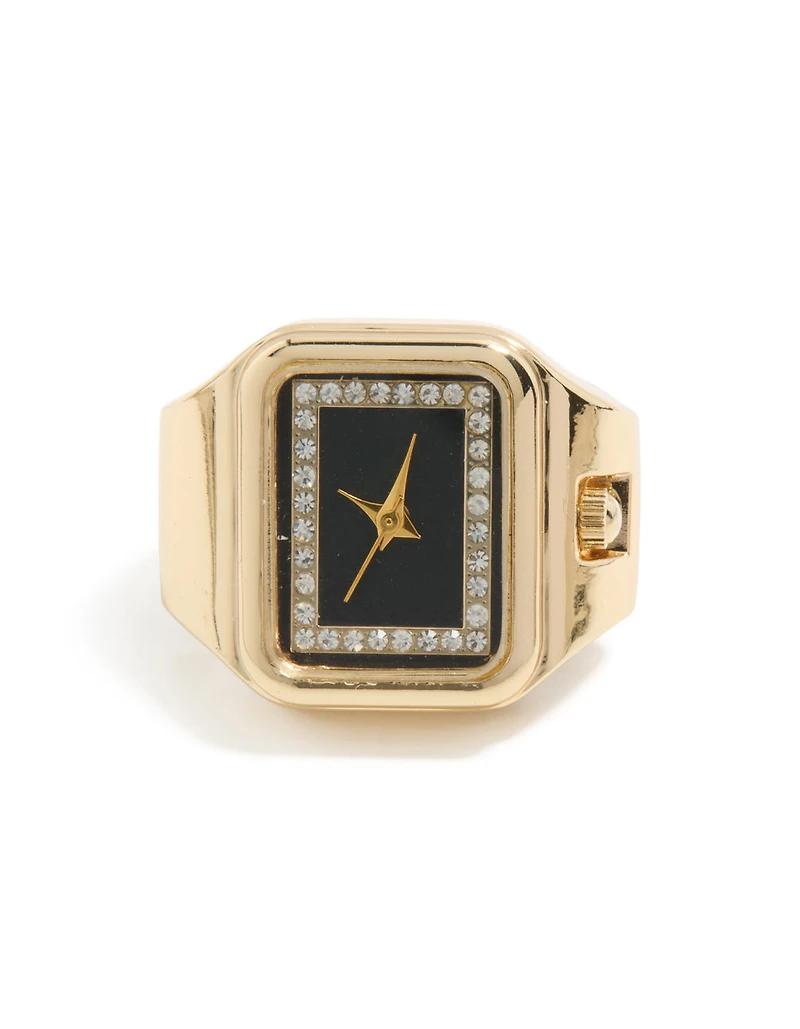 Gold Modern Square Watch Ring