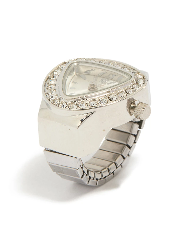 Silver Diamante Watch Ring