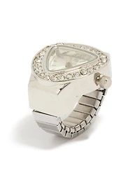 Silver Diamante Watch Ring