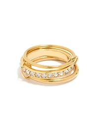 Waterproof Gold Plated Stainless Steel Cubic Zirconia Mini Loop Stacking Ring