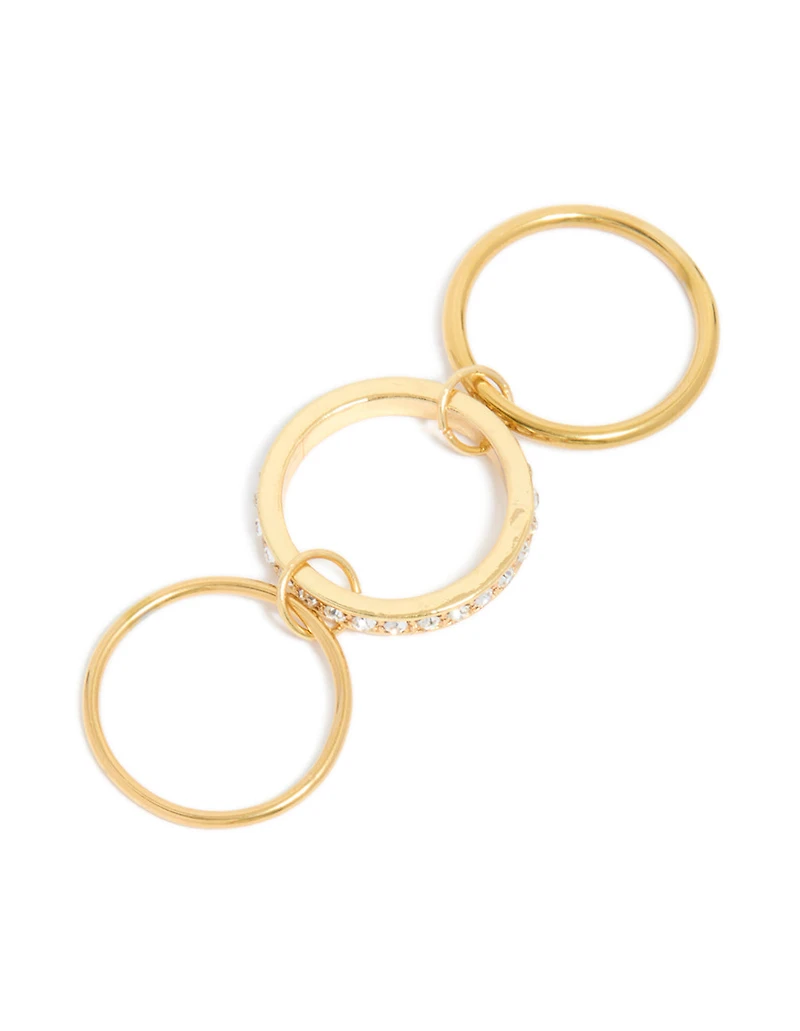 Waterproof Gold Plated Stainless Steel Cubic Zirconia Mini Loop Stacking Ring