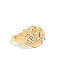 Grosse bague imperméable en acier inoxydable plaqué or