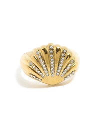 Grosse bague imperméable en acier inoxydable plaqué or
