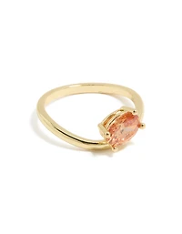 Gold Plated Peach Cubic Zirconia Ring