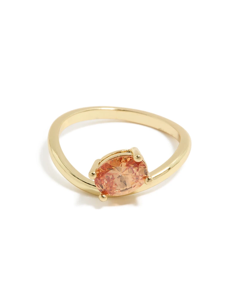 Bague en zircone cubique pêche plaquée or