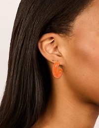 Pack de 3 boucles d’oreilles acryliques orange dorées et cerceaux en bois