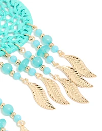 Light Blue Fabric Dreamcatcher Drop Earrings