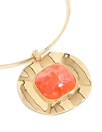 Gold Orange Pendant Choker Torque Necklace