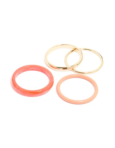 Paquet de 4 bracelets fins en marbre acrylique corail