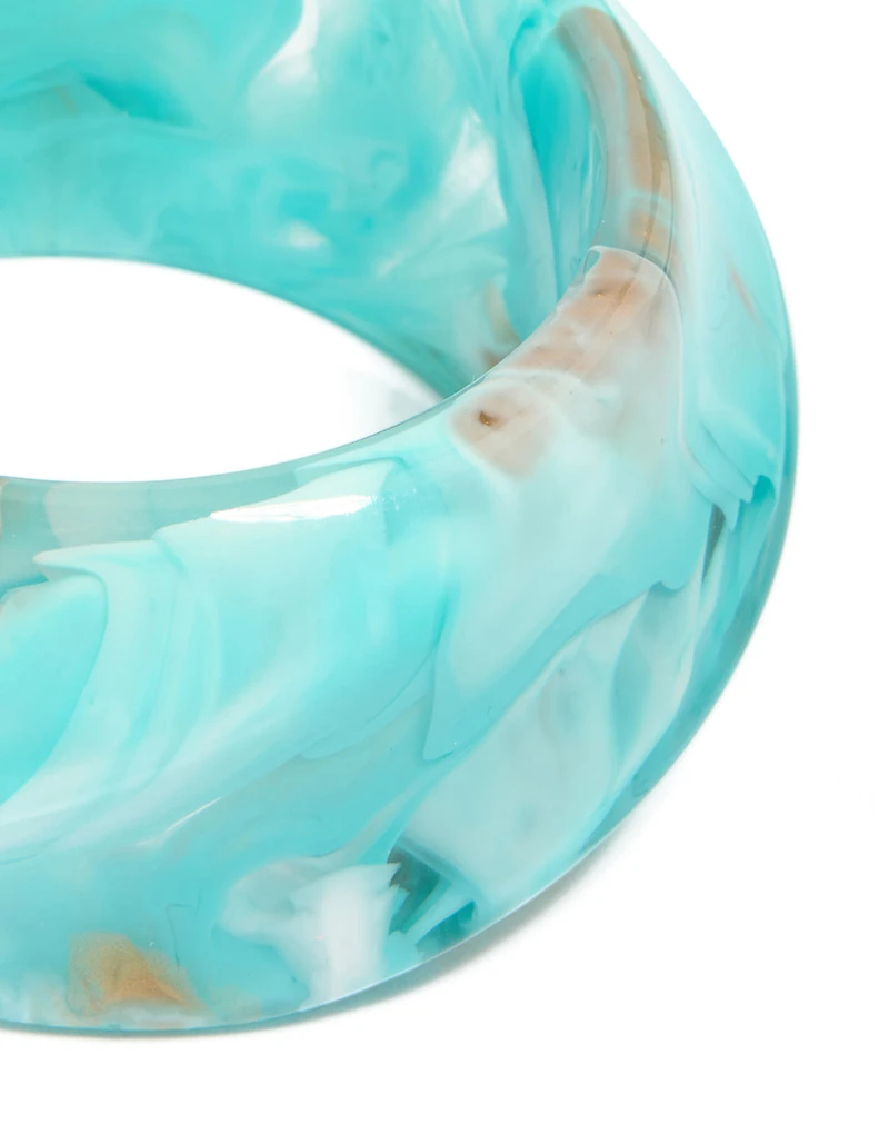 Bracelet en acrylique marbré bleu clair