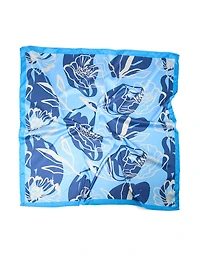 Dark Blue Fabric & Grey Flower Outline Scarf
